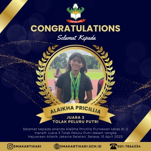 JUARA 3 TOLAK PELURU PUTRI - ALAIKHA PRICILLIA