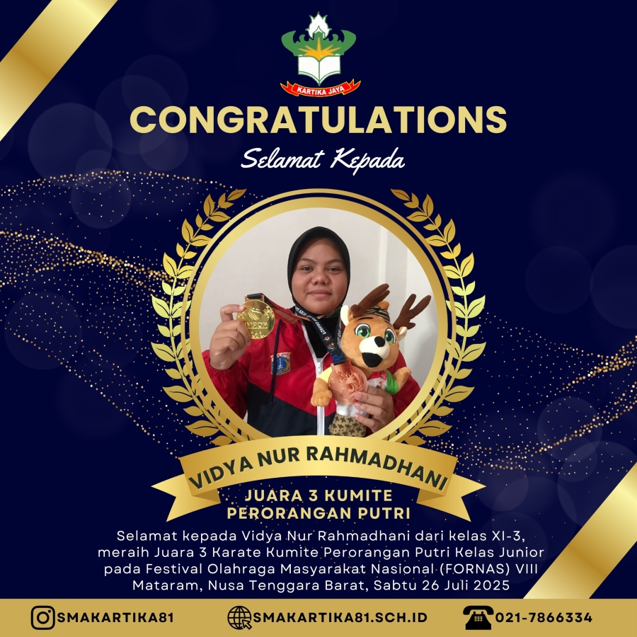VIDYA NUR RAHMADHANI - JUARA 3 KUMITE PERORANGAN PUTRI